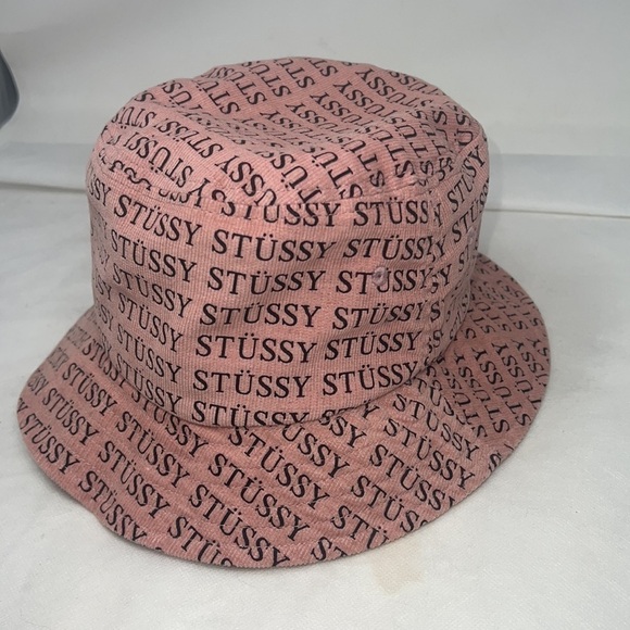 Stussy Pink Black Corduroy Bucket Hat